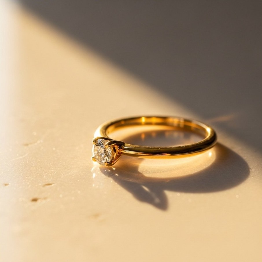 Diamond solitaire ring in a gold setting
